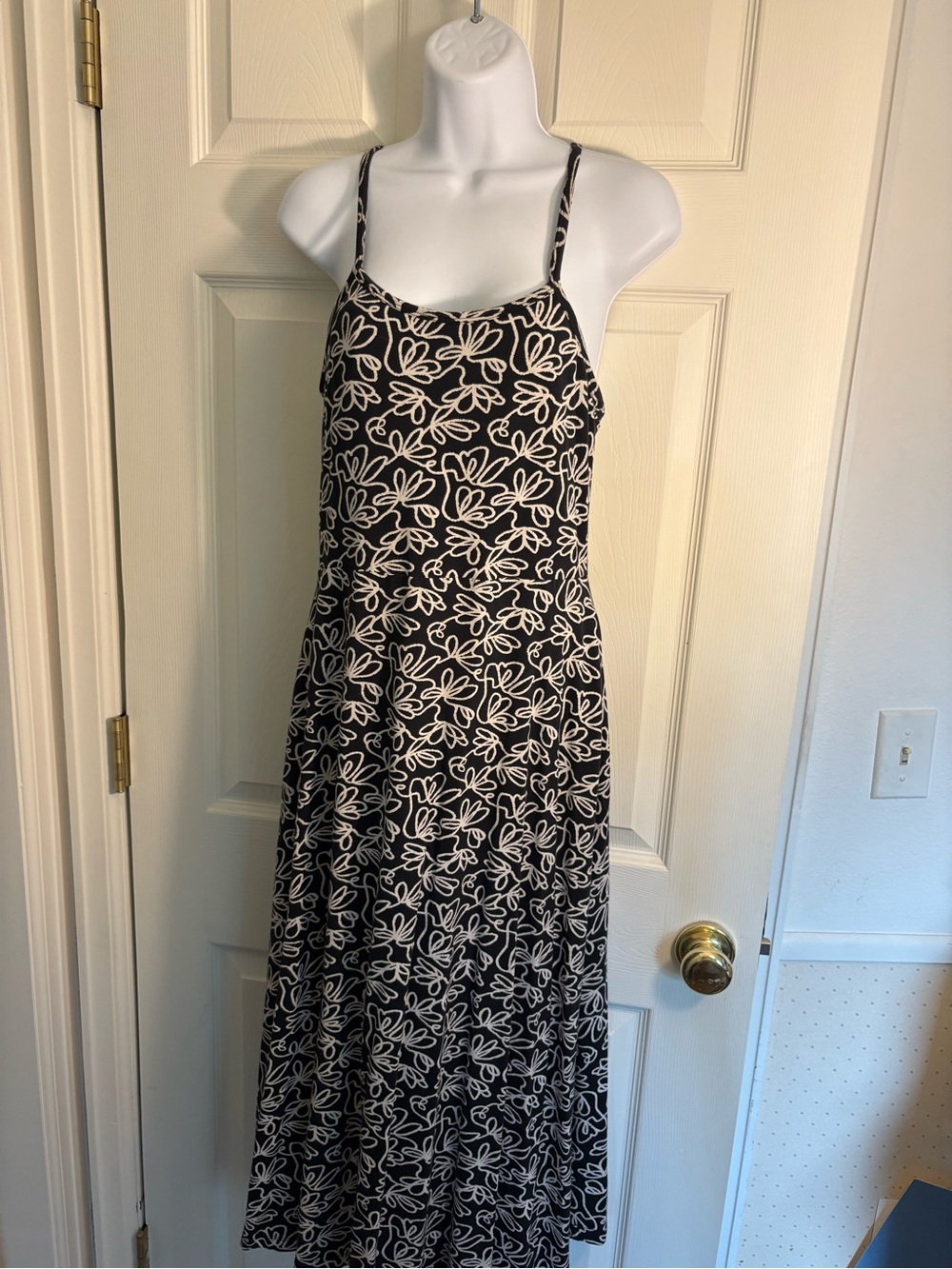 Pact Black Maxi Dress with White Floral Print